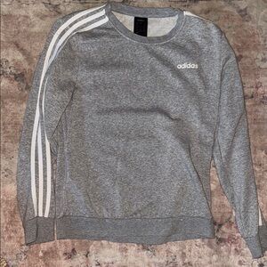Adidas Heather Gray Crewneck with White Stripes